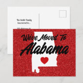 We zijn verhuisd naar Alabama Red Glitter Briefkaart (Voorkant / Achterkant)