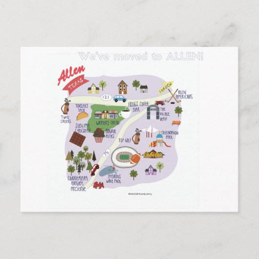 We zijn verhuisd naar Allen Texas Briefkaart (Voorkant)