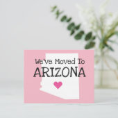 We zijn verhuisd naar Arizona Pink Heart Briefkaart (Staand voorkant)