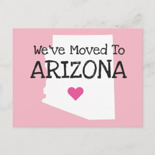 We zijn verhuisd naar Arizona Pink Heart Briefkaart