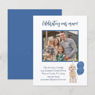 We zijn verhuisd naar Celebrating Dog Family Photo Aankondiging