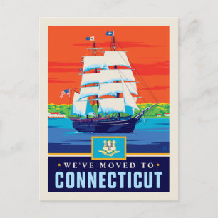 We zijn verhuisd naar Connecticut Uitnodiging Briefkaart