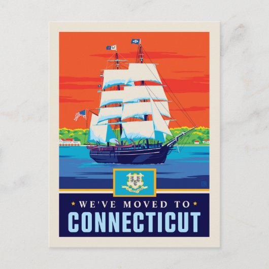 We zijn verhuisd naar Connecticut Uitnodiging Briefkaart (Voorkant)