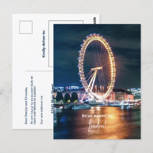 We zijn verhuisd naar de Londense aankondiging Briefkaart