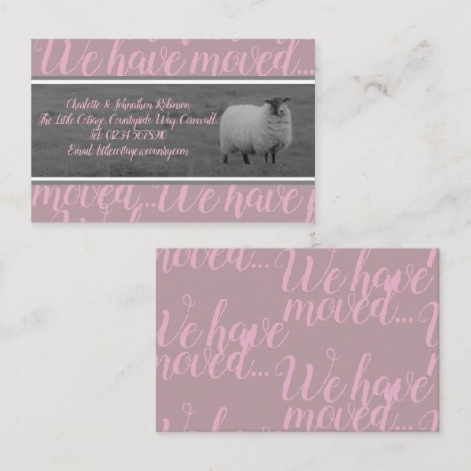 We zijn verhuisd naar de schapenkaart voor het pla visitekaartje (Voorkant / Achterkant)