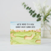 We zijn verhuisd naar Desert Golf Course Watercolo Briefkaart (Staand voorkant)