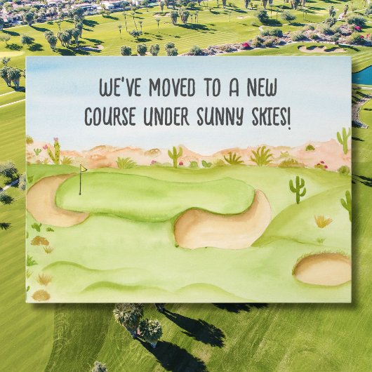 We zijn verhuisd naar Desert Golf Course Watercolo Briefkaart