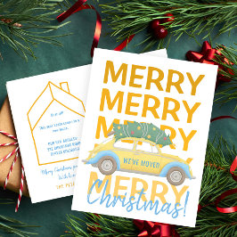 We zijn verhuisd naar een nieuw huis met kerstvaka aankondigingskaart