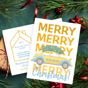 We zijn verhuisd naar een nieuw huis met kerstvaka aankondigingskaart