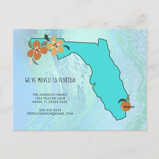 We zijn verhuisd naar Florida New Address Aankondigingskaart (Voorkant)