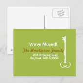 We zijn verhuisd naar groen en wit aankondigingskaart (Voorkant / Achterkant)