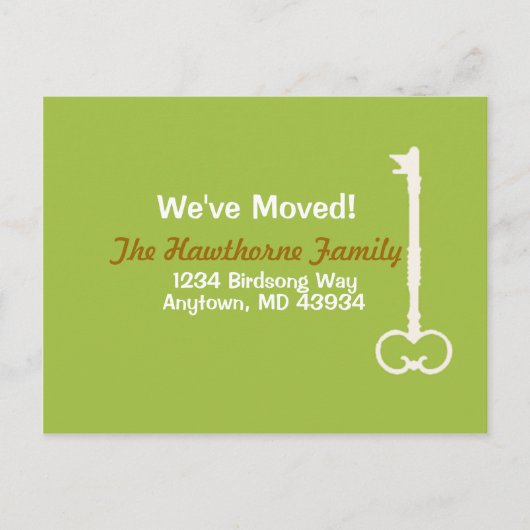 We zijn verhuisd naar groen en wit aankondigingskaart (Voorkant)