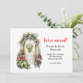 We zijn verhuisd naar Holiday Christmas Poinsettia Aankondiging (Staand voorkant)