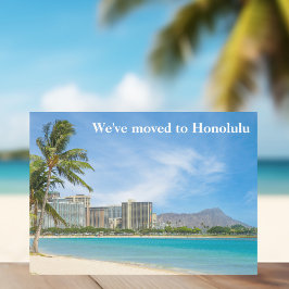We zijn verhuisd naar Honolulu Beach Foto Aangepas Aankondiging