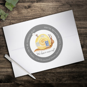 We zijn verhuisd naar huis slakkenhuis verandering ronde sticker