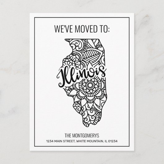 We zijn verhuisd naar Illinois State Floral Mandal Aankondigingskaart (Voorkant)