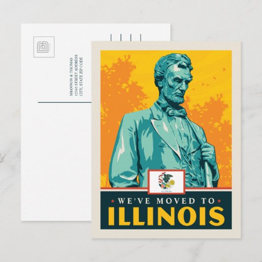 We zijn verhuisd naar Illinois Uitnodiging Briefkaart (Voorkant / Achterkant)