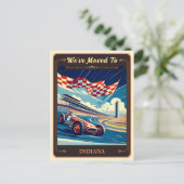 We zijn verhuisd naar Indiana |  BRIEFKAART (Staand voorkant)