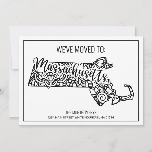 We zijn verhuisd naar Massachusetts State Floral M Aankondiging (Voorkant)