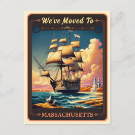 We zijn verhuisd naar Massachusetts | Vintage ansi Briefkaart