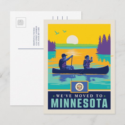 We zijn verhuisd naar Minnesota Uitnodiging Briefkaart (Voorkant / Achterkant)