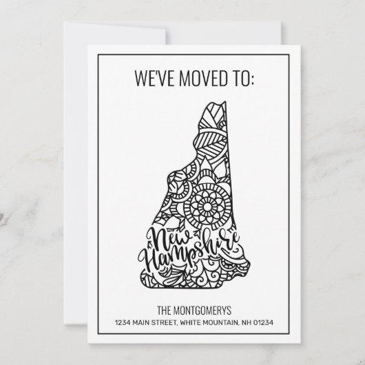 We zijn verhuisd naar New Hampshire State Floral M Aankondiging (Voorkant)