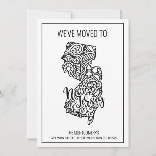 We zijn verhuisd naar New Jersey State Floral Mand Aankondiging (Voorkant)