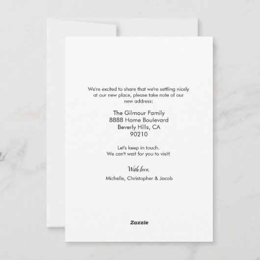 We zijn verhuisd naar ons nieuwe huis aangepaste f feestdagenkaart (Achterkant)