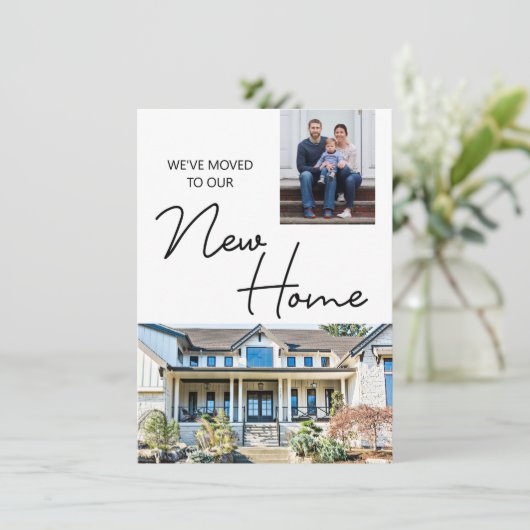 We zijn verhuisd naar ons nieuwe huis aangepaste f feestdagenkaart (Staand voorkant)