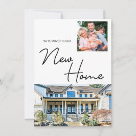 We zijn verhuisd naar onze New Home Family Photo a Feestdagenkaart