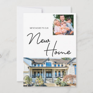 We zijn verhuisd naar onze New Home Family Photo a Feestdagenkaart