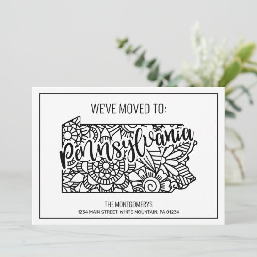 We zijn verhuisd naar Pennsylvania State Floral Ma Aankondiging (Staand voorkant)