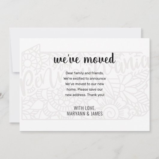 We zijn verhuisd naar Pennsylvania State Floral Ma Aankondiging (Achterkant)