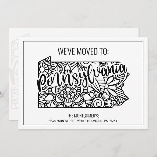 We zijn verhuisd naar Pennsylvania State Floral Ma Aankondiging (Voorkant / Achterkant)