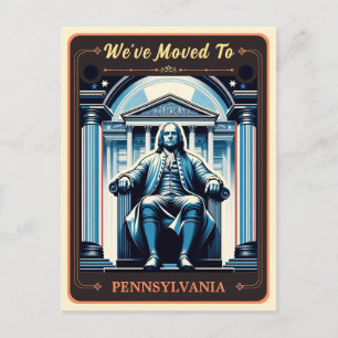 We zijn verhuisd naar Pennsylvania   Vintage ansic Briefkaart