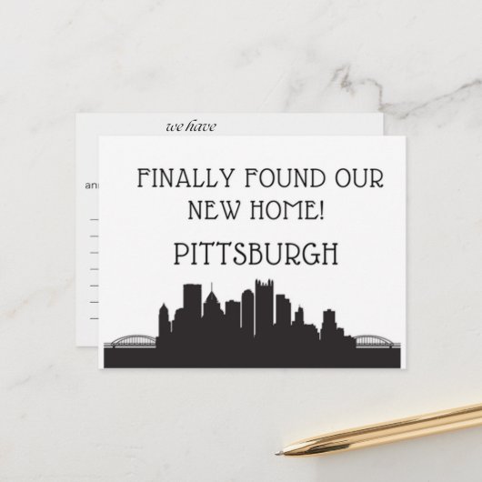 We zijn verhuisd naar Pittsburgh Briefkaart (Voorkant / Achterkant in situ)