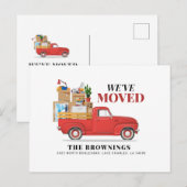 We zijn verhuisd naar Rustic Red Truck Verhuizen N Aankondigingskaart (Voorkant / Achterkant)