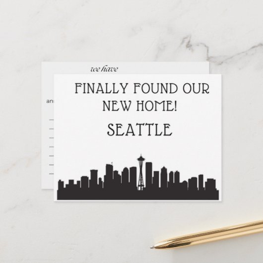 We zijn verhuisd naar Seattle Briefkaart (Voorkant / Achterkant in situ)