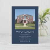 We zijn verhuisd naar Simple Foto Navy Blauw Verhu Aankondiging (Staand voorkant)