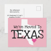 We zijn verhuisd naar Texas Pink Heart Briefkaart (Voorkant / Achterkant)