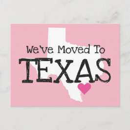 We zijn verhuisd naar Texas Pink Heart Briefkaart