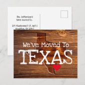 We zijn verhuisd naar Texas Wood Cut Red Heart Briefkaart (Voorkant / Achterkant)