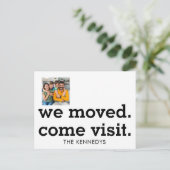 We zijn verhuisd naar Typography Photo New Home Aankondigingskaart (Staand voorkant)