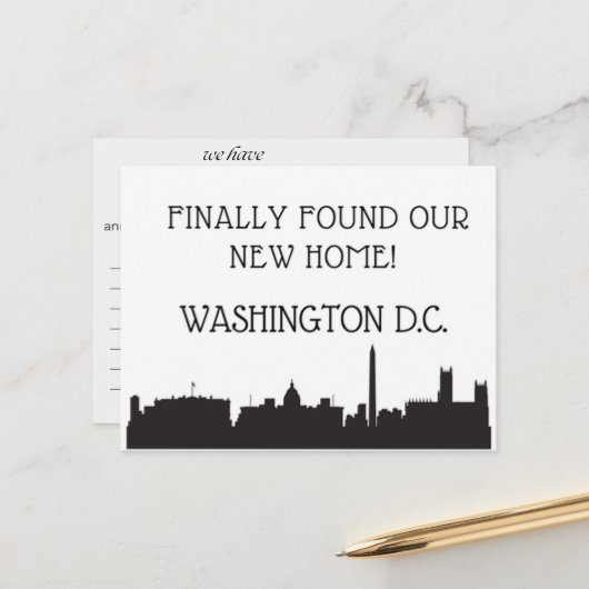 We zijn verhuisd naar Washington D.C. Briefkaart (Voorkant / Achterkant in situ)