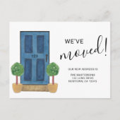 We zijn verhuisd Nieuw Adres Blauwe Waterverfdeur Aankondigingskaart (Voorkant)