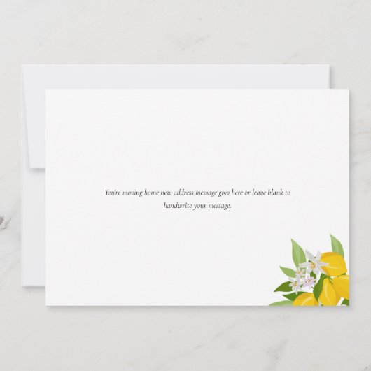 We Zijn Verhuisd Nieuw Adres Citroenen Bloeien Aankondiging (Achterkant)