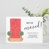 We zijn verhuisd Nieuw adres Rode waterverfdeur Aankondiging (Staand voorkant)