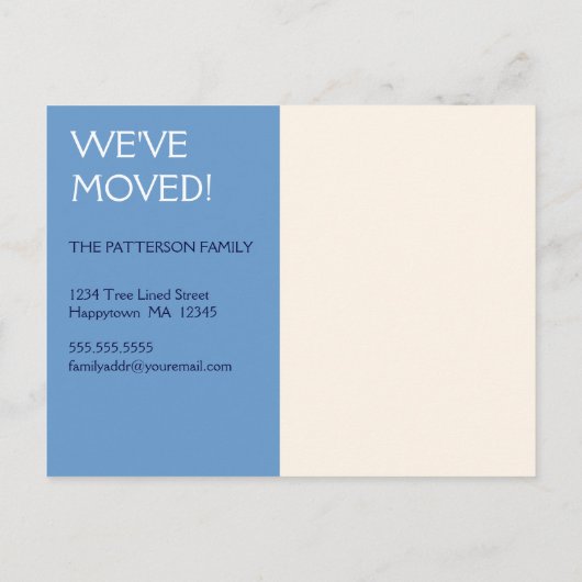 We zijn verhuisd! Nieuw Home Foto Briefkaart in Bl (Achterkant)