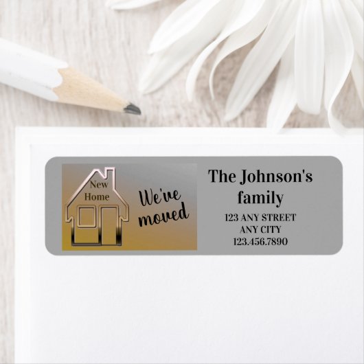 We zijn verhuisd, nieuw huis, etiket (Insitu)