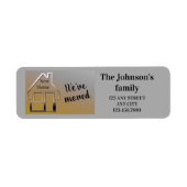 We zijn verhuisd, nieuw huis, etiket (Voorkant)